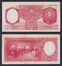 Argentina Banknote 10 Pesos (1954-1963) P-270C SPL/XF