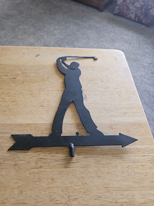 Golfer Weathervane Topper. Metal Cutout, Black. 9" Tall  8" Long. 