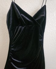 Y2K Velvet Maxi Dress Black Goth Slip Witchy La Belle USA Grunge Babydoll M