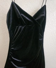 Y2K Velvet Maxi Dress Black Goth Slip Witchy La Belle USA Grunge Babydoll M