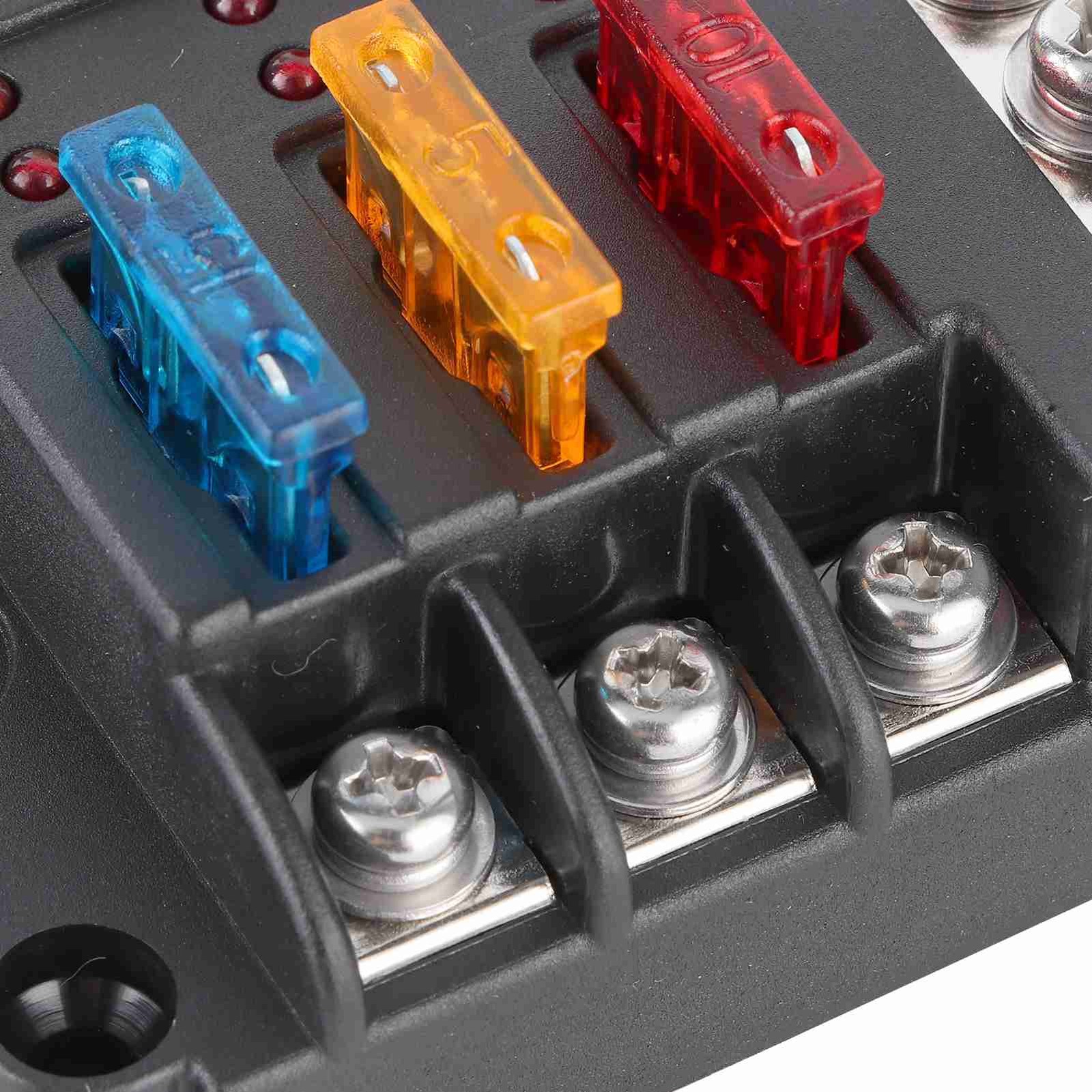 6-Way Fuse Box Fuse Block Holder With LED Indicator Light For Automotive