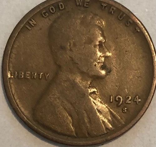 1924-S Lincoln Wheat Cent Actual Coin