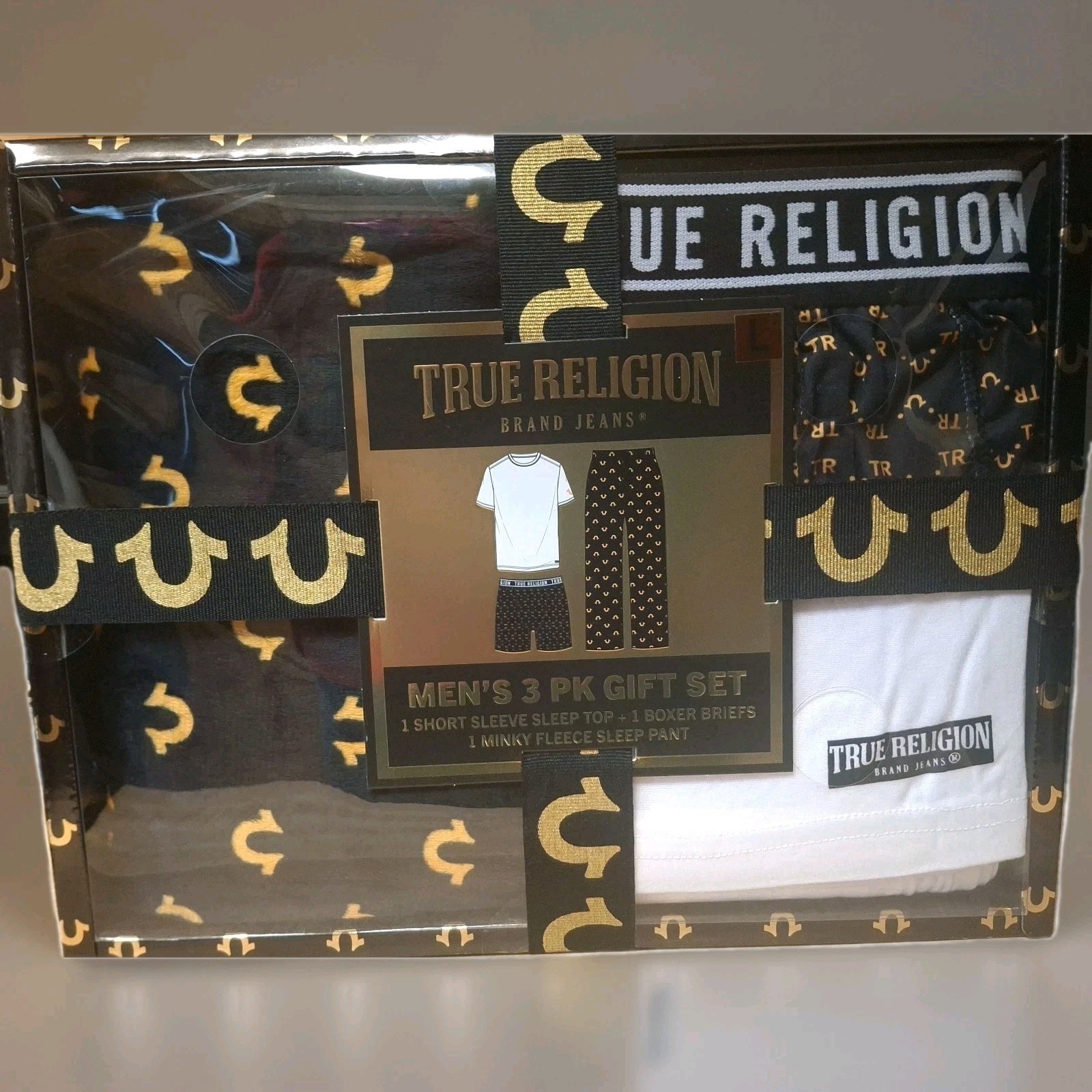 True Religion Men's Loungewear 3-PK Gift Set. Shirt, Boxer, and PJ pants. LARGE