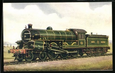 Künstler-AK Dampflokomotive No. 825 der North Eastern 
