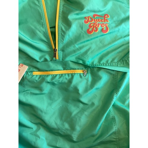 Dutch Bros Windbreaker Pullover Jacket Teal Green Yellow Womens Large - Picture 7 of 7