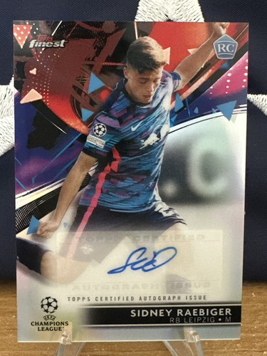 2022 SIDNEY RAEBIGER AUTO TOPPS FINEST UEFA CHAMPIONS LEAGUE REFRACTOR ROOKIE RC