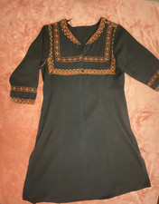 Black Indi Kutmrta With Rust/Golden Embroidery  CH= 40" L =45"