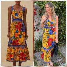 Large Farm Rio Yellow Floral Yard Mididress