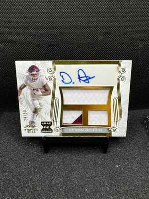 2023 Leaf Trinity Devon Achane Gold Lettering Triple Patch Auto RC #TA-DA1 24/50