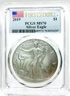 2019 $1 SILVER EAGLE PCGS MS70 FIRST STRIKE FLAG LABEL 1 OUNCE .999 PURE SILVER