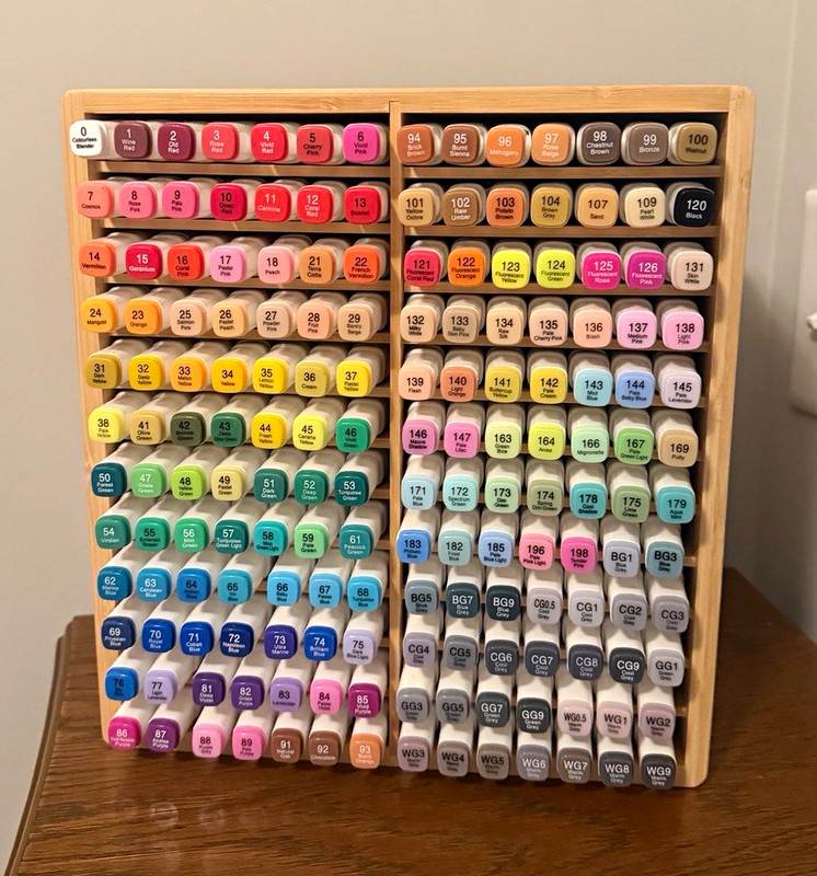 Aedaga Art Marker Multicolor Set with Bamboo Organizer Storage Rack/Holder