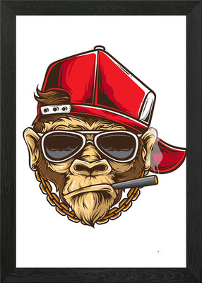 Funky Monkey Gerahmtes Wandbild Poster Leinwanddruck Bild