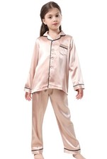 Pajamas Kid Unisex Pjs Set Girls Boys Silk 7-8 Years, Champagne