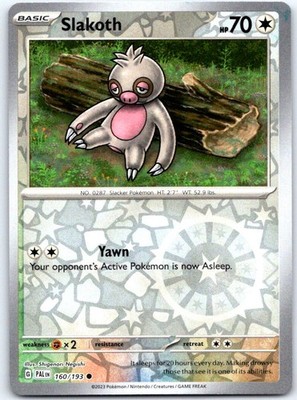 Slakoth 160/193 Common Paldea Evolved Pokemon Reverse Holo NM