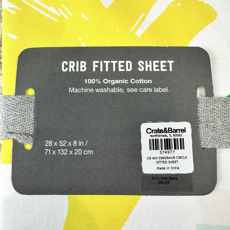 箱子和儿童婴儿床床套有机棉恐龙圈印花 28x52 全新带标签 — 第 3/3 张图片