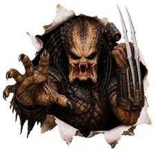 Predator Peekaboo Sticker Sci-fi Hunter Matte Vinyl Wall Rip Decal Alien Art