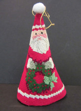 Cross stitch Needlepoint Santa Tree Christmas Ornament 5" tall