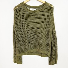 Loft Green Open Knit Pullover Sweater Beach Boho Layer Size XS Women's