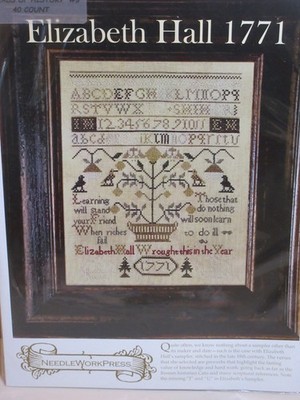 Needlework Press ELIZABETH HALL 1771 Sampler Ctd Cros Stitch KIT Country Sampler