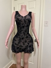 Floerns Women's Floral Mesh Sleeveless Dress, V-Neck  Bodycon Fitted Mini Dress