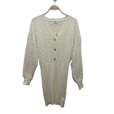 Double Zero Cozy Cream Nylon Blend Comfort Stretch Sweater Dress Large NWOT