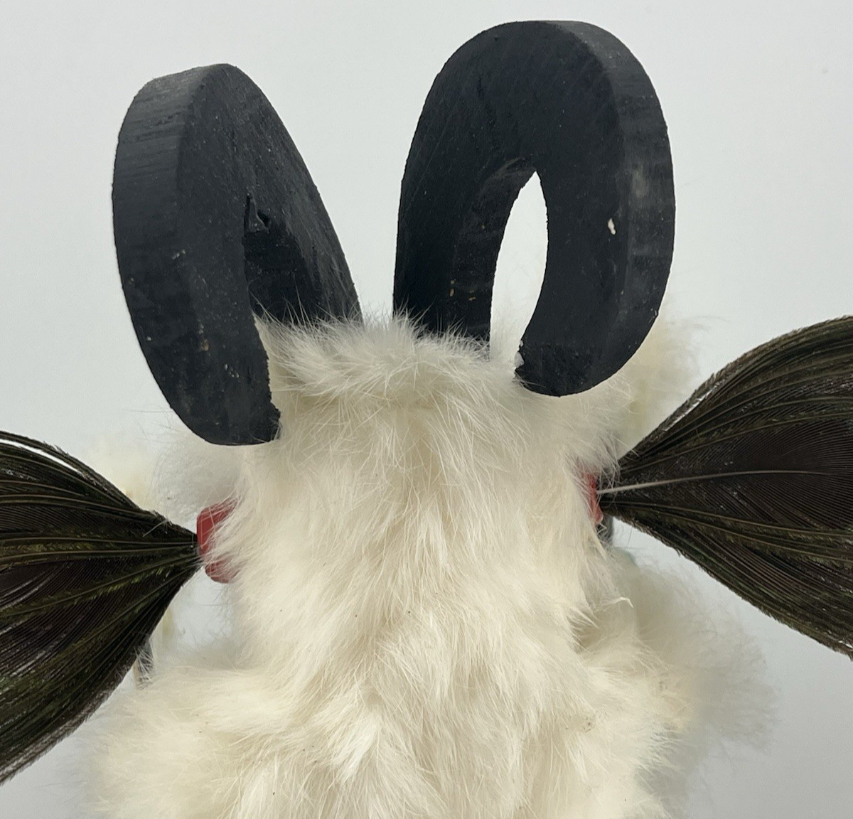 Ram (“Pang”) Kachina Doll with Peacock Feathers – Navajo Indian-made – 13½” tall