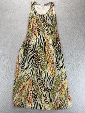 JBS Ltd Womens Sleeveless Long Maxi Dress Green Brown Animal Print Size 10