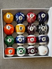 Collapsar Deluxe Billiard Pool Ball Set - 16 Piece Marble Swirl Style VG Cond