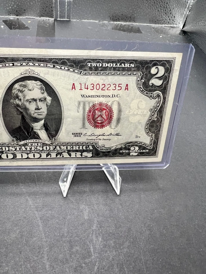 1963 USA $2 TREASURY NOTE RED SEAL - SN # 14302235A - Image 3 of 4