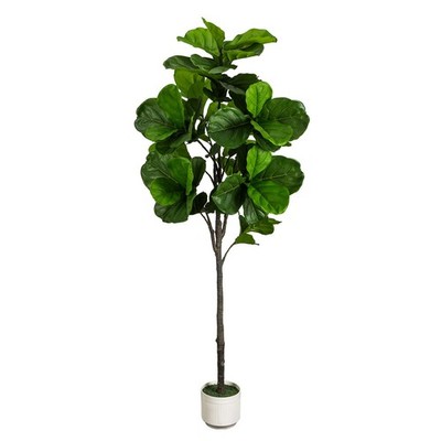 Artificial Fiddle Leaf Fig Tree 6FT - Large Fake Tree with White Planter, Tal...