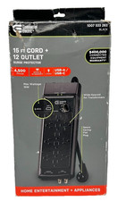 Commercial Electric 15 ft. 12-Outlet Surge Protector Braided Cord   Black
