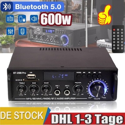 600W Bluetooth Mini Verstärker HiFi Power Audio Stereo Bass AMP USB MP3 FM Auto