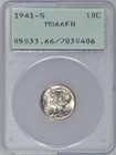 1941-S MERCURY DIME PCGS MS66 FB OGH RATTLER GEM BU WHITE