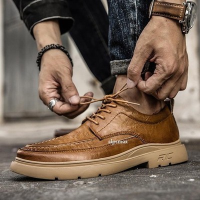 Men British Formal Pump Leisure Pump Business Oxfords Lace Up Fashion Flat Shoes