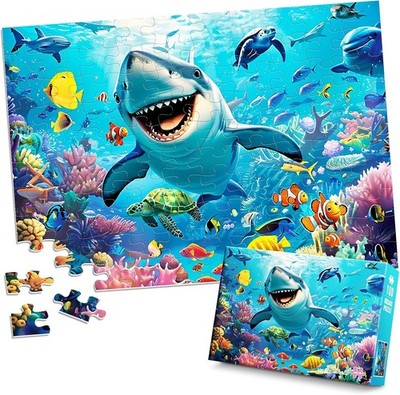 100pcs  Puzzles for Kids Ages  Grinning Shark Marine Life Jigsaw Puzzles Old Col