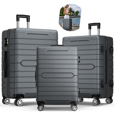 3-Piece Hardside Luggage Set with TSA Locks & Spinner Wheels, Gray