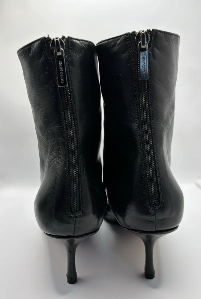 JIMMY CHOO Ankle Boots Women's Leather Kitten Heel Pointy Tulip -Size 9/39 Black - Image 3 of 4