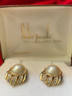 vintage*Fabulous*HOBE PEARL & Rhinestone*EARRINGS*pierced*goldtone — photo 2