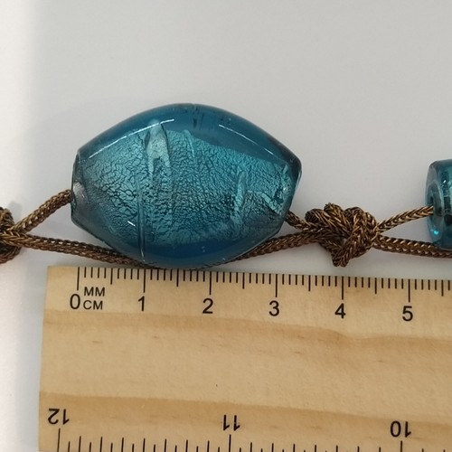 Handmade Murano Blue Carnival Glass Beads On Brass Foxtail Chain Necklace - Picture 15 of 18