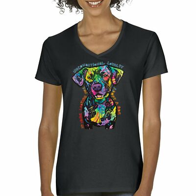 Unconditional Loyalty Women's V-Neck T-shirt Adopt a Dog Dean Russo Puppy Tee
