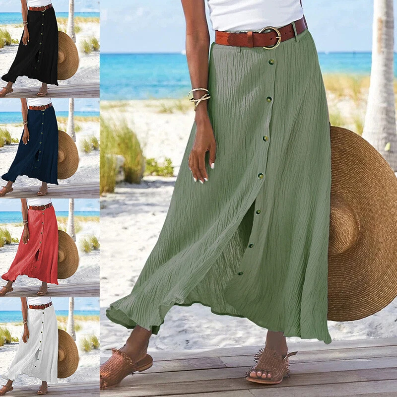 Button down cheap waist skirt