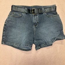 Vintage 1990 s Lee Rivited Denim Shorts With Belt, Deadstock Size 4