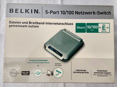 Belkin 5-Port 10/100 Netzwerk-Switch Hub Netzwerk LAN | WIE NEU