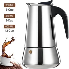 EDELSTAHL Espressokocher Espresso Maker 6/9/12 Tassen Espressokanne Kaffee