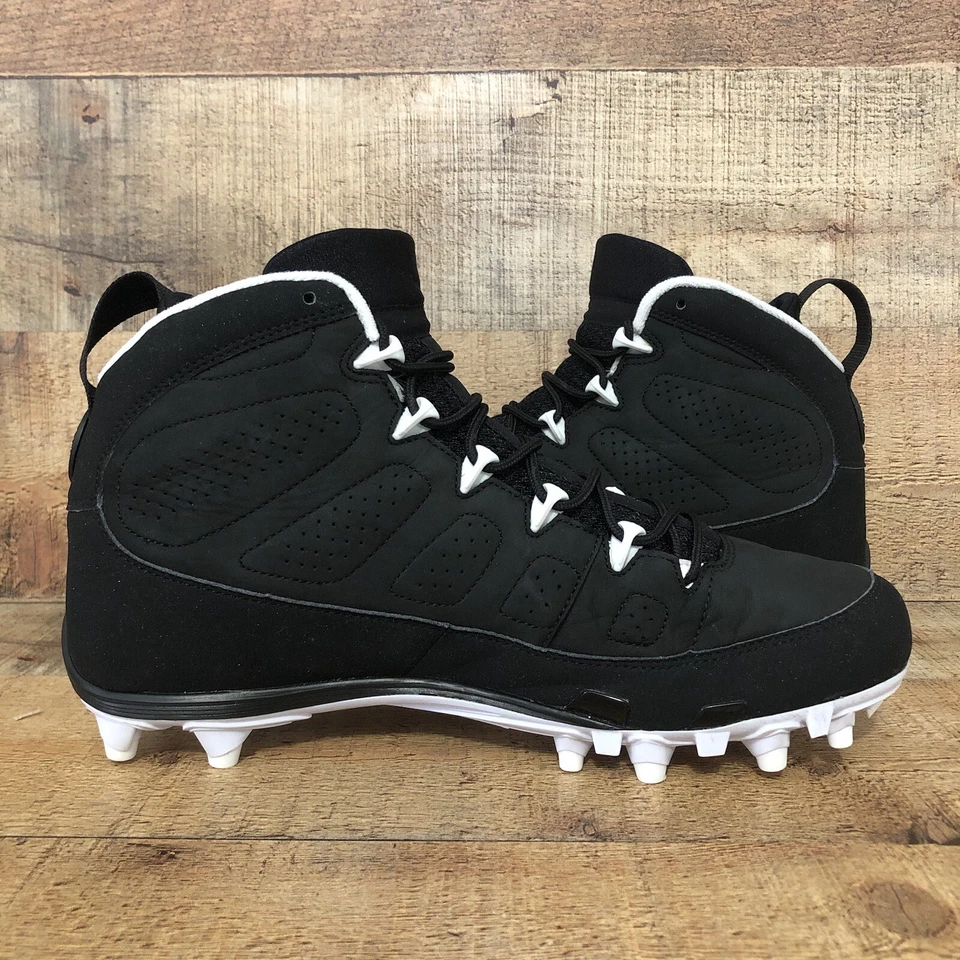 Chuteiras de futebol retrô Air Jordan 9 IX preto/branco PE PLAYER EDITION masculinas tamanho 10 - Imagem 4 de 4
