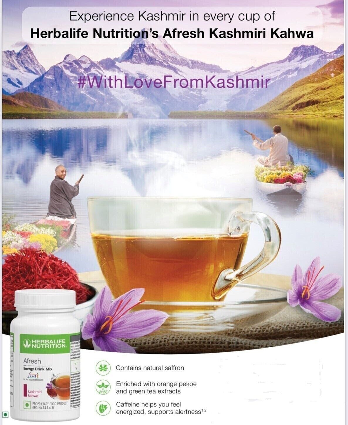 Herbalife Afresh kashmiri kahwa Energy Drink Mix Herbal Tea 40gm / 1.7