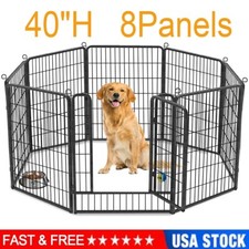 SQIREP Dog Playpen Pet Dog Fence 8 Panel 40" Metal Dog Pen Outdoor Exercise Pen