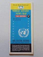 Vintage WORLD AFFAIRS NEWS MAP 1961 Edition World Book - Childcraft Folded