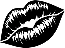 Lips Kiss Vinyl Sticker Decal Heart Shape - Choose Size & Color