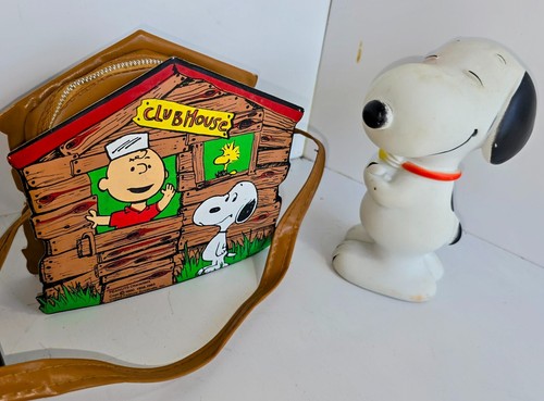 JEN8003 Vintage Peanuts Vinyl Kids Purse 1980, Small Vinyl Snoopy and Schroeder - Picture 2 of 11